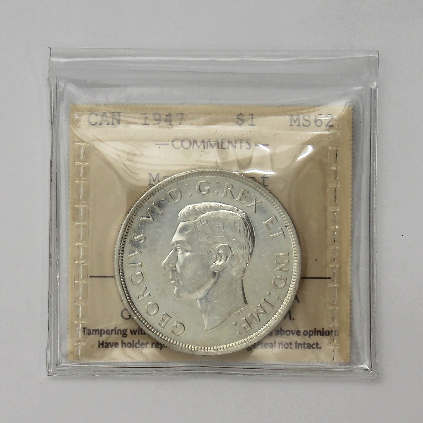 1947 Maple Leaf Canada Dollar ICCS Certified MS62 (XSW 757)