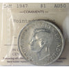 1947 Pointed 7, Dot Canada Dollar ICCS Certified AU50