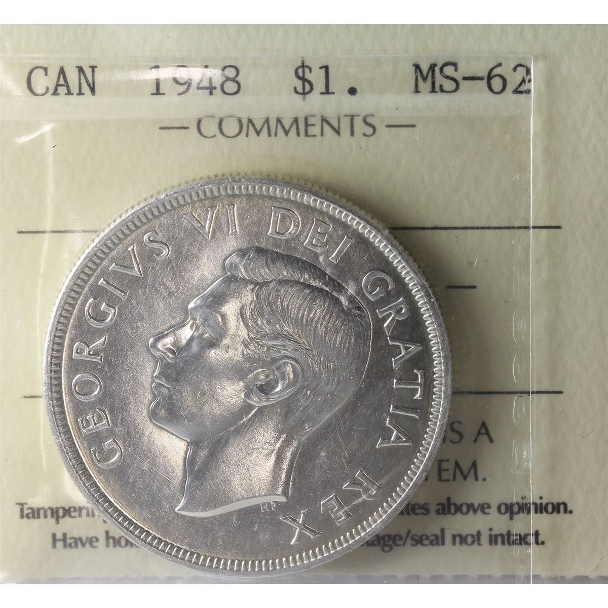 1948 Canada Dollar ICCS Certified MS62 (XVP 035)