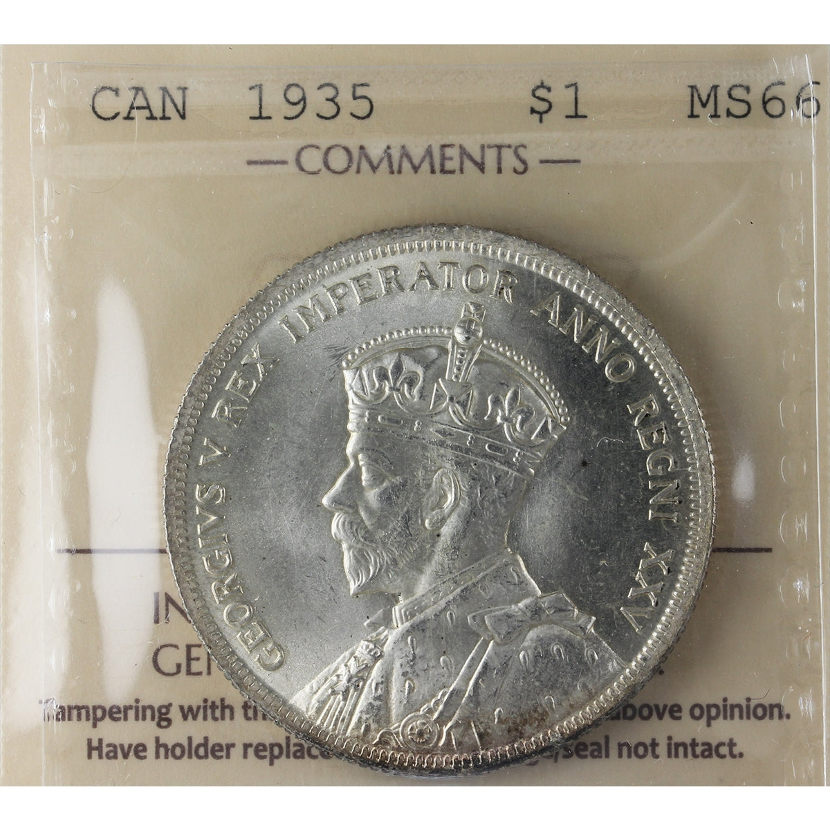 1935 Canada Dollar ICCS Certified MS66 (XMY 597)