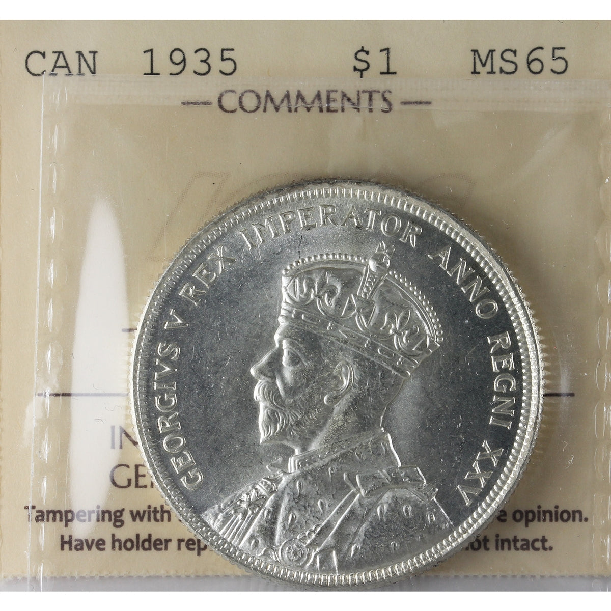1935 Canada Dollar ICCS Certified MS65 (XMY 621)