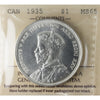 1935 Canada Dollar ICCS Certified MS65 (XZL 009)