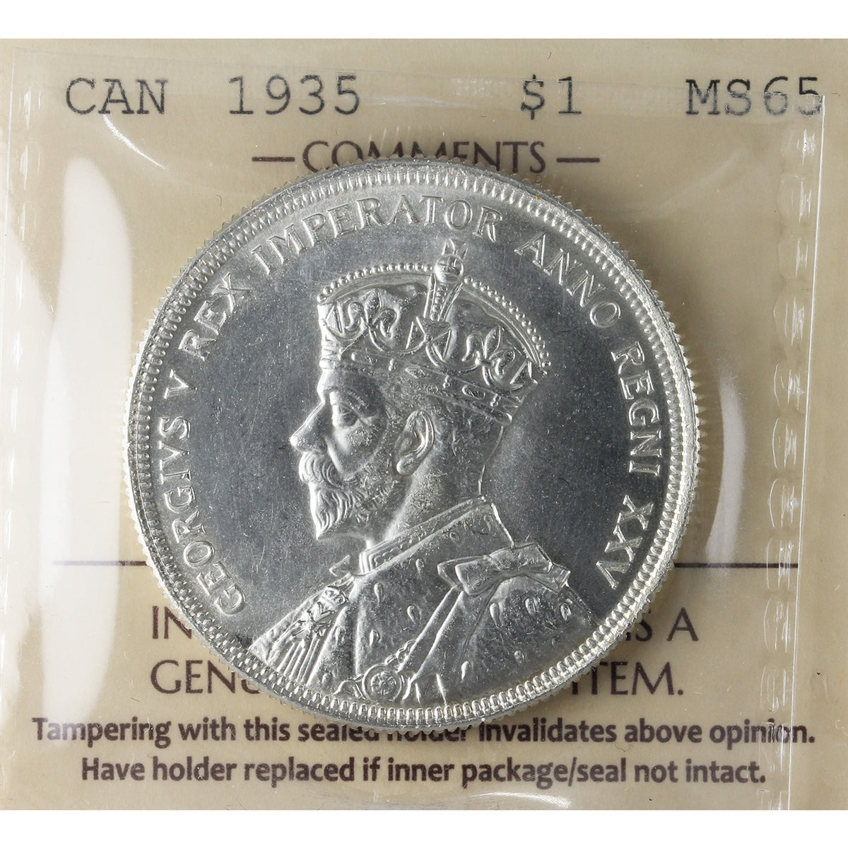 1935 Canada Dollar ICCS Certified MS65 (XZL 009)
