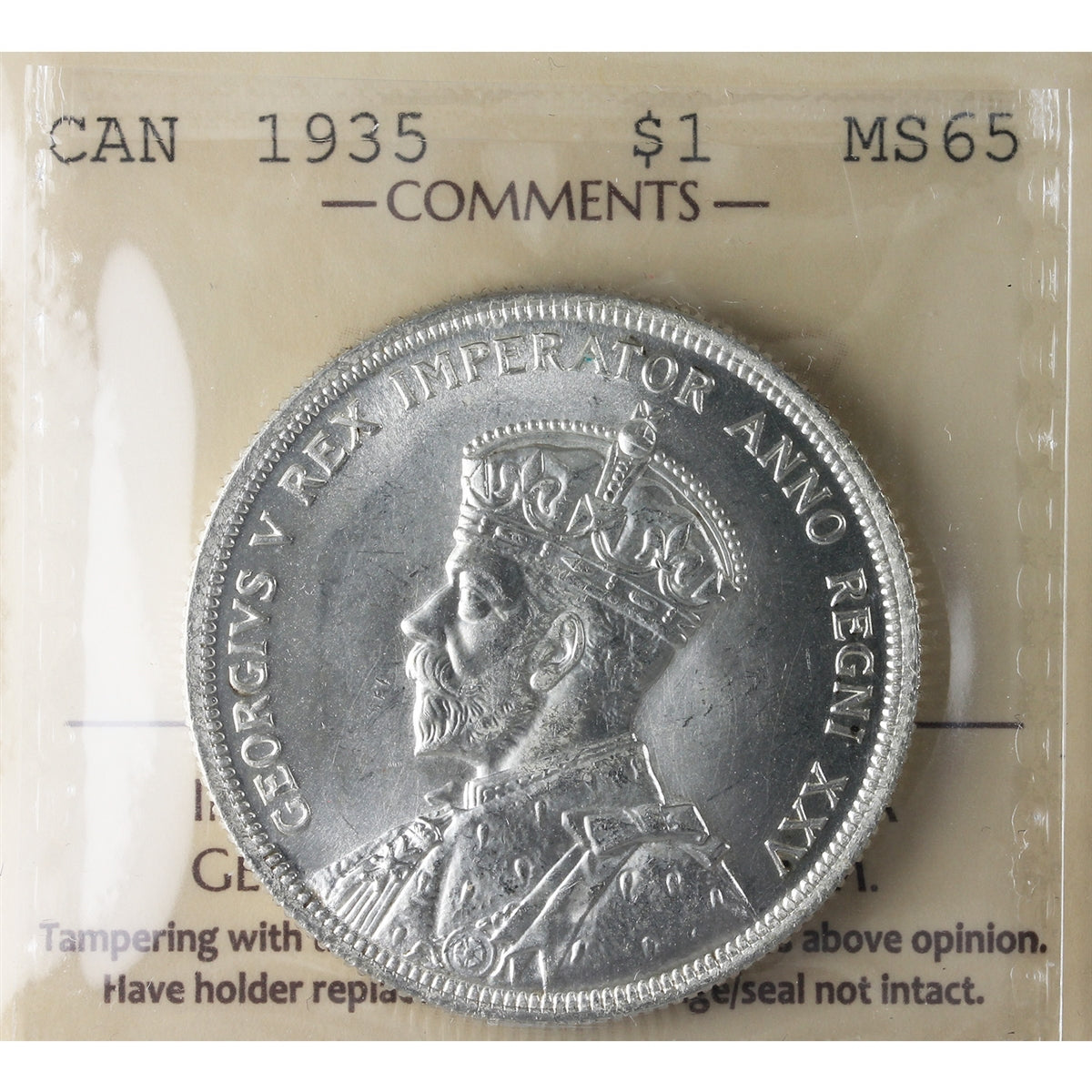 1935 Canada Dollar ICCS Certified MS65 (XHT 006)