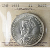 1935 Double XXV Canada Dollar ICCS Certified MS65 (XSW 722)
