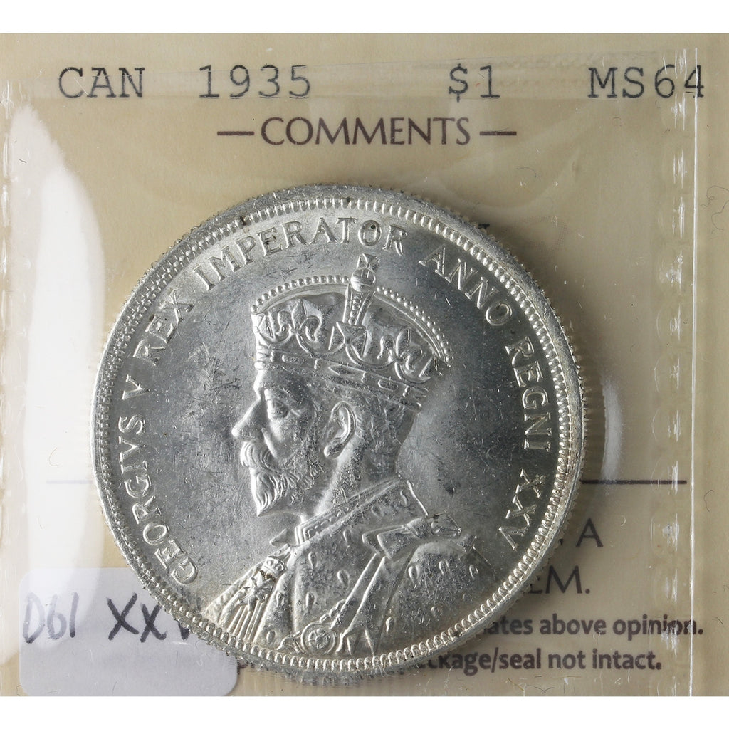 1935 Double XXV Canada Dollar ICCS Certified MS64 (XMY 622)