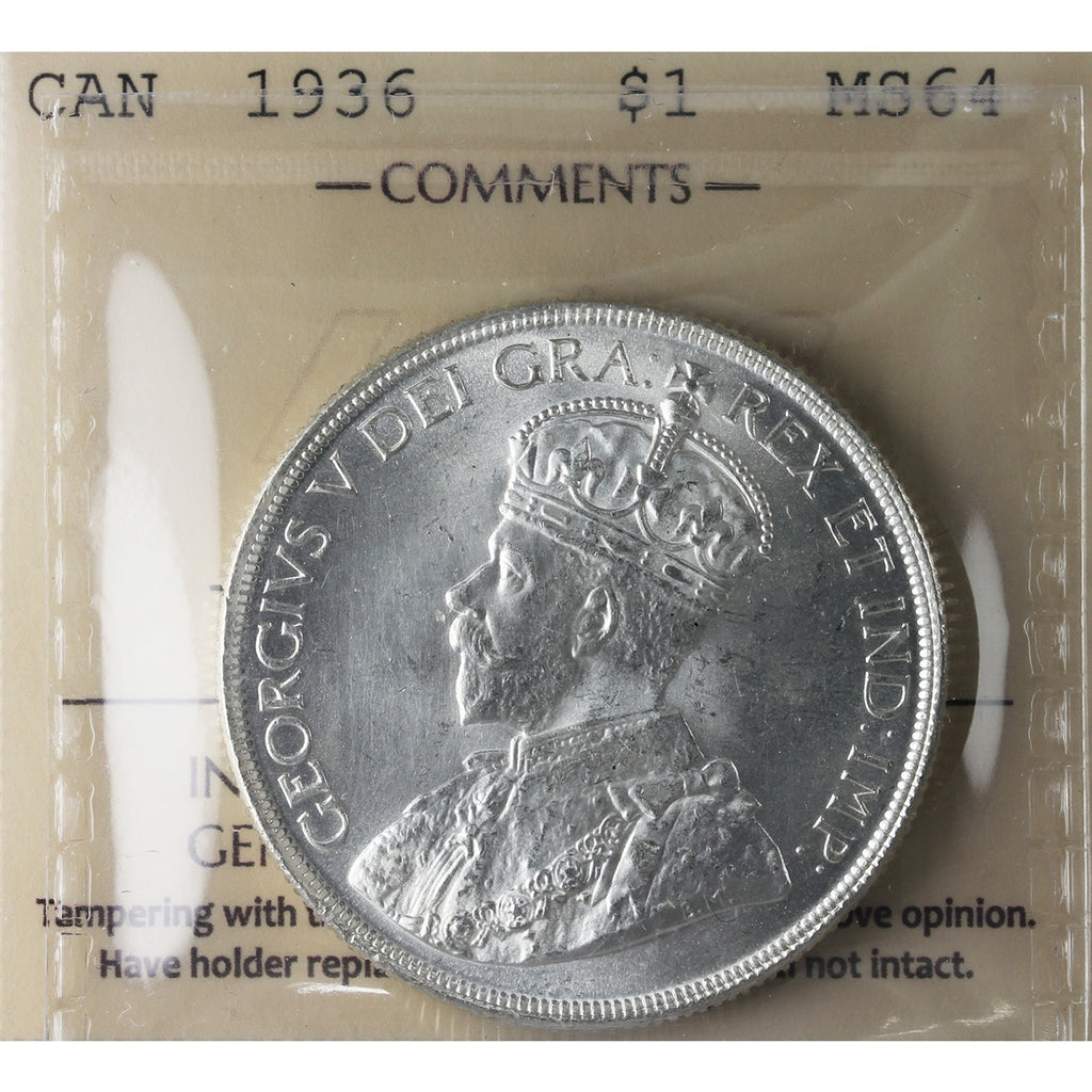 1936 Canada Dollar ICCS Certified MS64 (XMY 631)