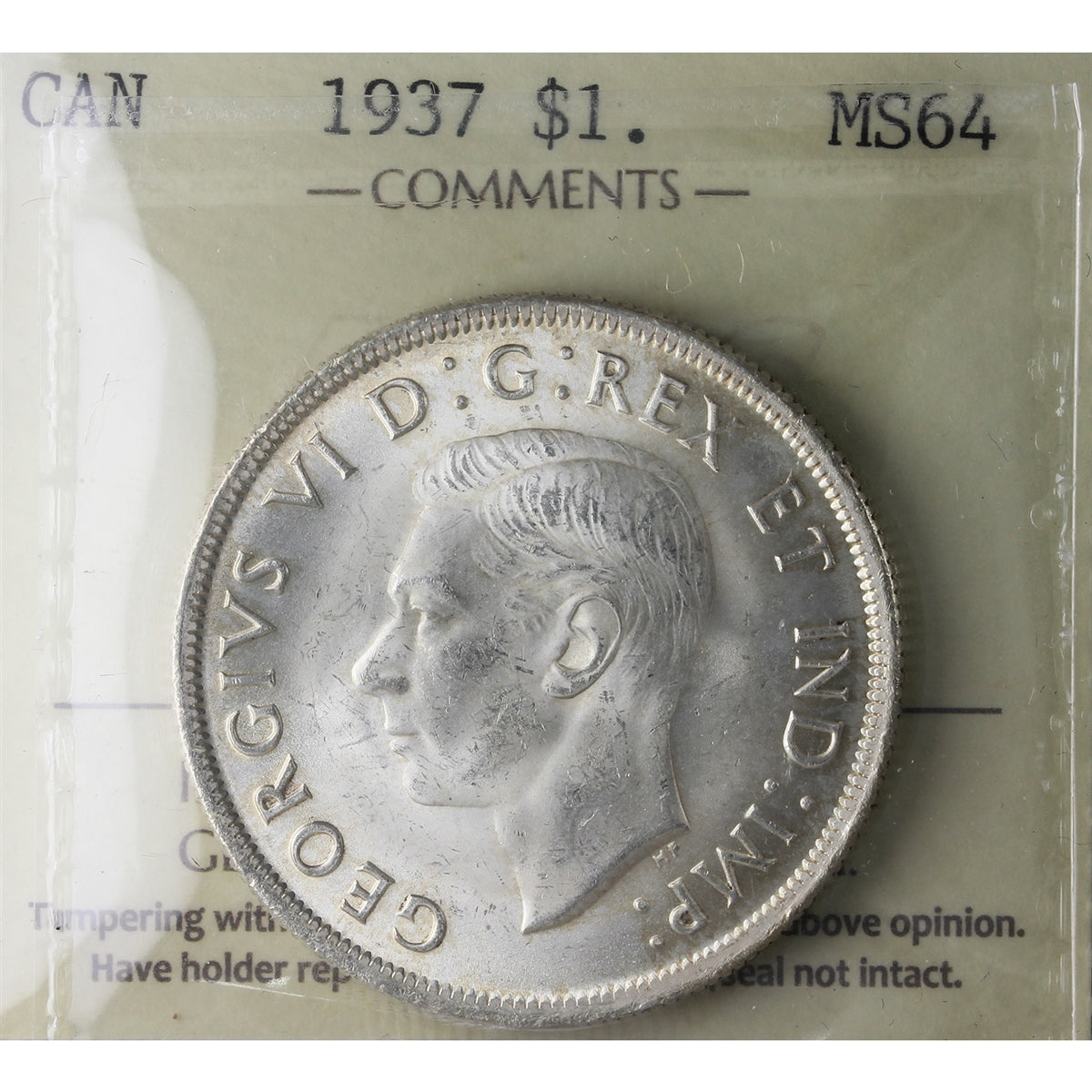 1937 Canada Dollar ICCS Certified MS64 (XEZ 728)