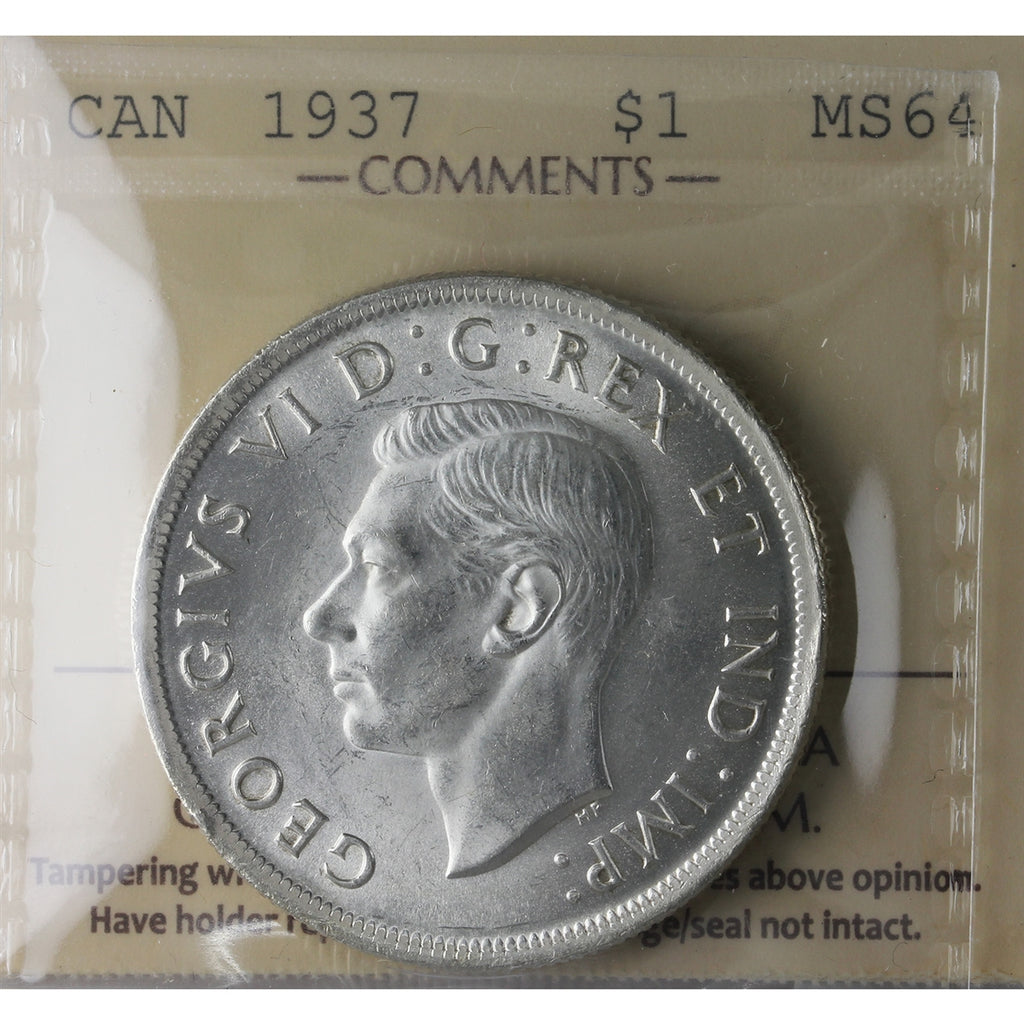 1937 Canada Dollar ICCS Certified MS64 (XKX 154)