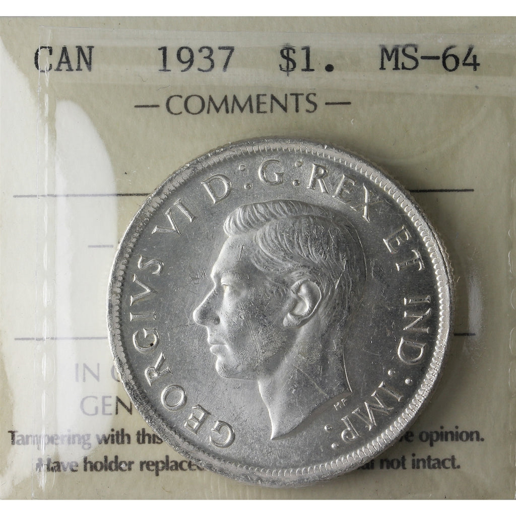 1937 Canada Dollar ICCS Certified MS64 (XKX 158)