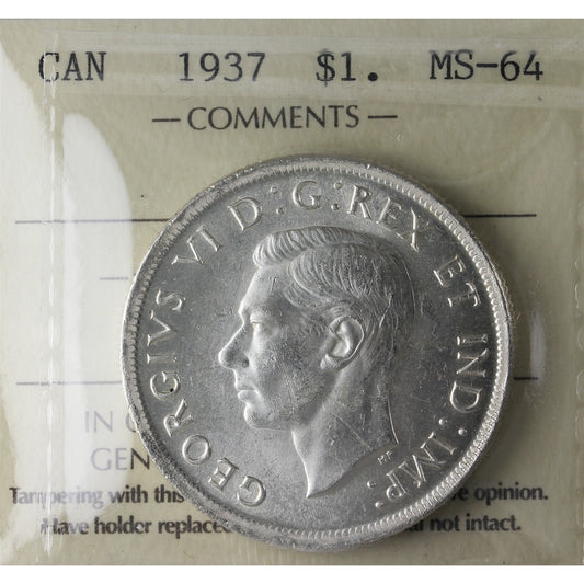 1937 Canada Dollar ICCS Certified MS64 (XKX 158)