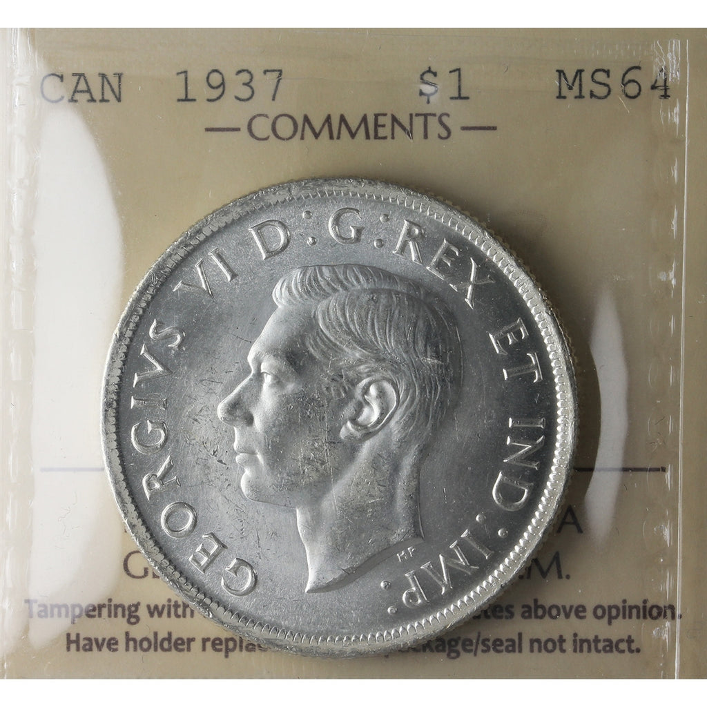 1937 Canada Dollar ICCS Certified MS64 (ZM 723)