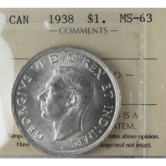 1938 Canada Dollar ICCS Certified MS-63