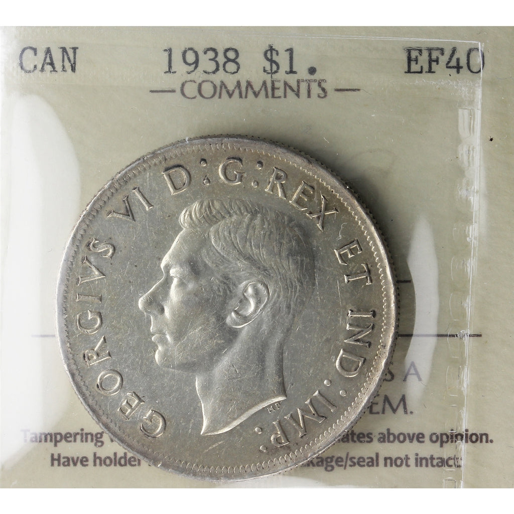 1938 Canada Dollar ICCS Certified EF40