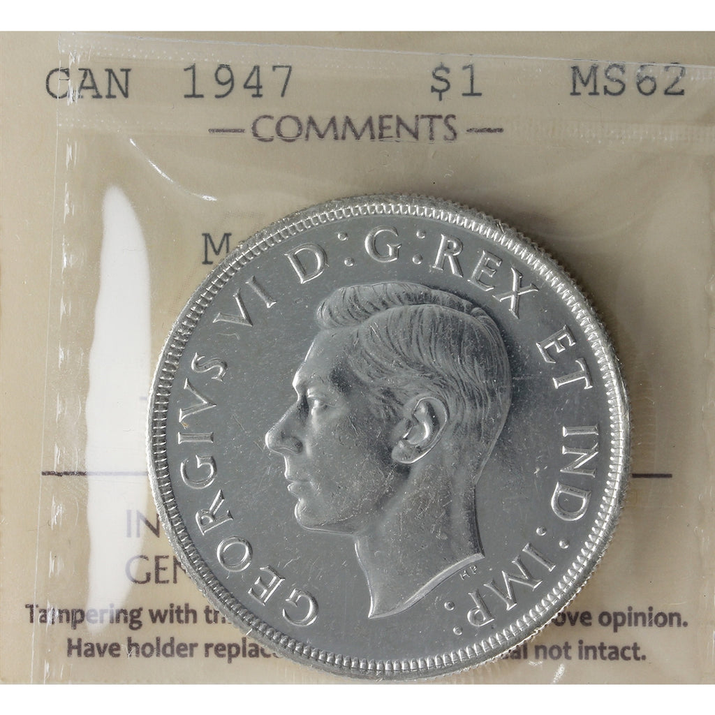 1947 Maple Leaf Canada Dollar ICCS Certified MS62 (XHI 071)