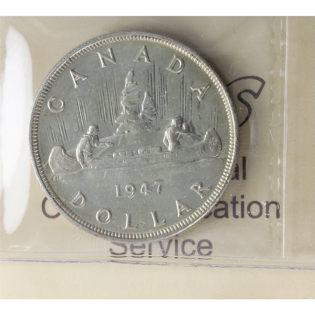1947 Pointed 7 Canada Dollar ICCS Certified AU55