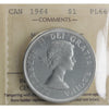1964 Missing Dot Canada Dollar ICCS Certified PL66