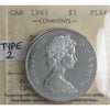 1965 Small Beads Blunt 5 (Type 2) Canada Dollar ICCS Certified PL66 Cameo