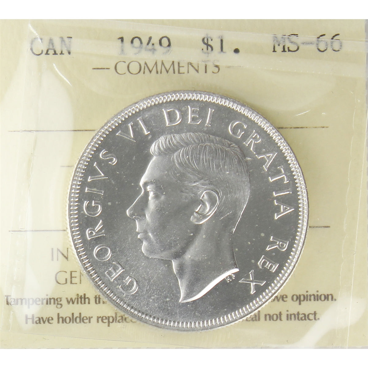 1949 Canada Dollar ICCS Certified MS66 (XMY 739)