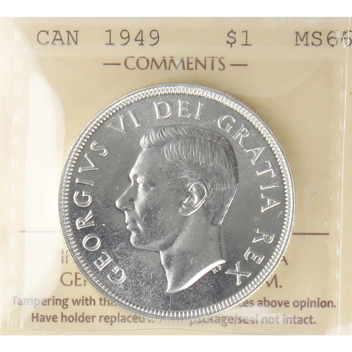 1949 Canada Dollar ICCS Certified MS66 (XHI 089)
