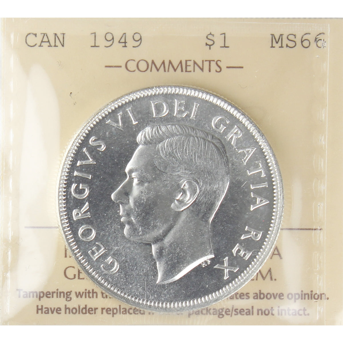 1949 Canada Dollar ICCS Certified MS66 (XAM 115)