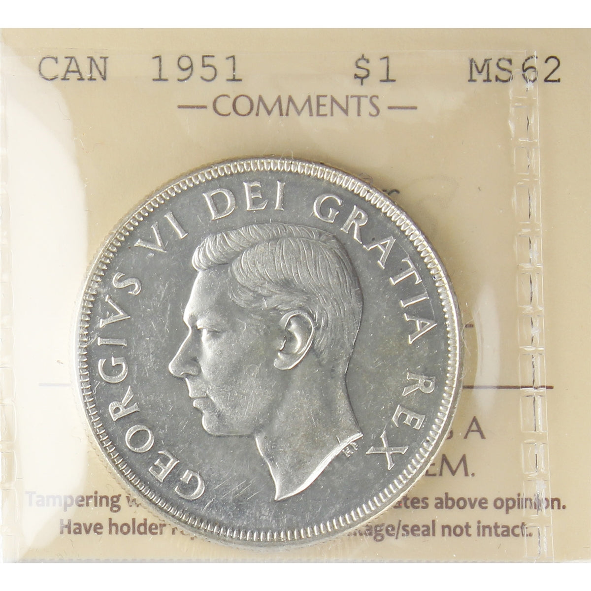 1951 Arnprior Canada Dollar ICCS Certified MS-62