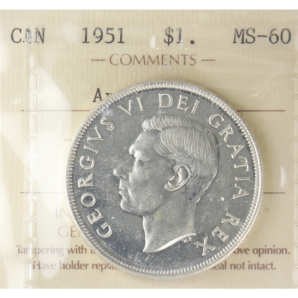 1951 Arnprior Canada Dollar ICCS Certified MS60