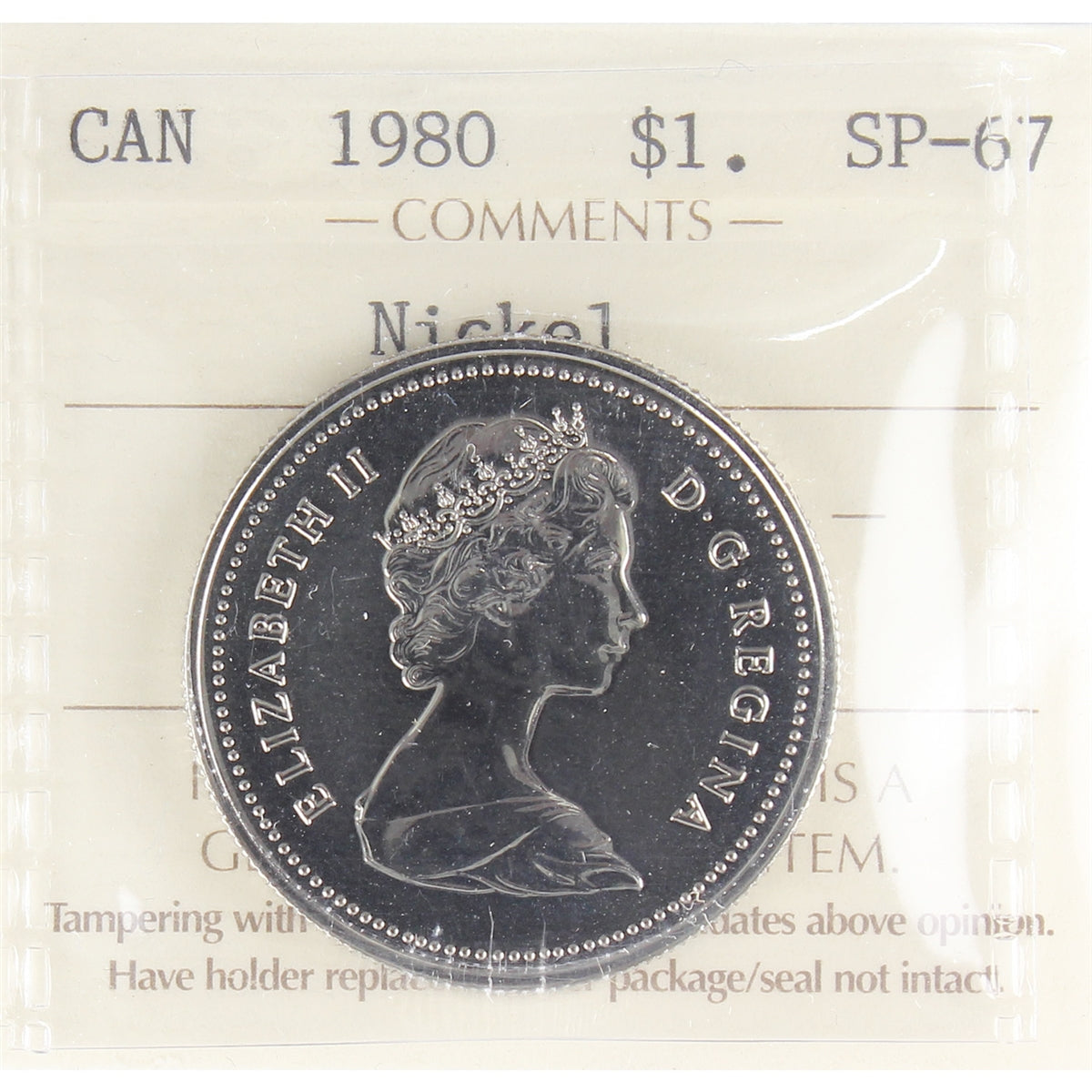 1980 Canada Nickel Dollar ICCS Certified SP67