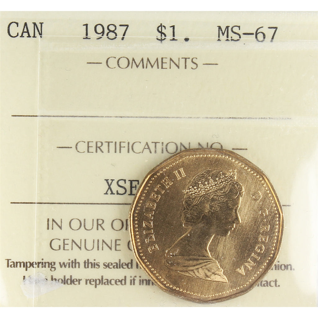 1987 Canada Loon Dollar ICCS Certified MS67
