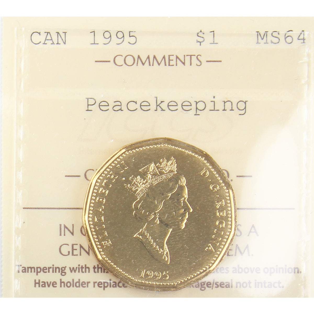 1995 Canada Peacekeeping Dollar ICCS Certified MS64