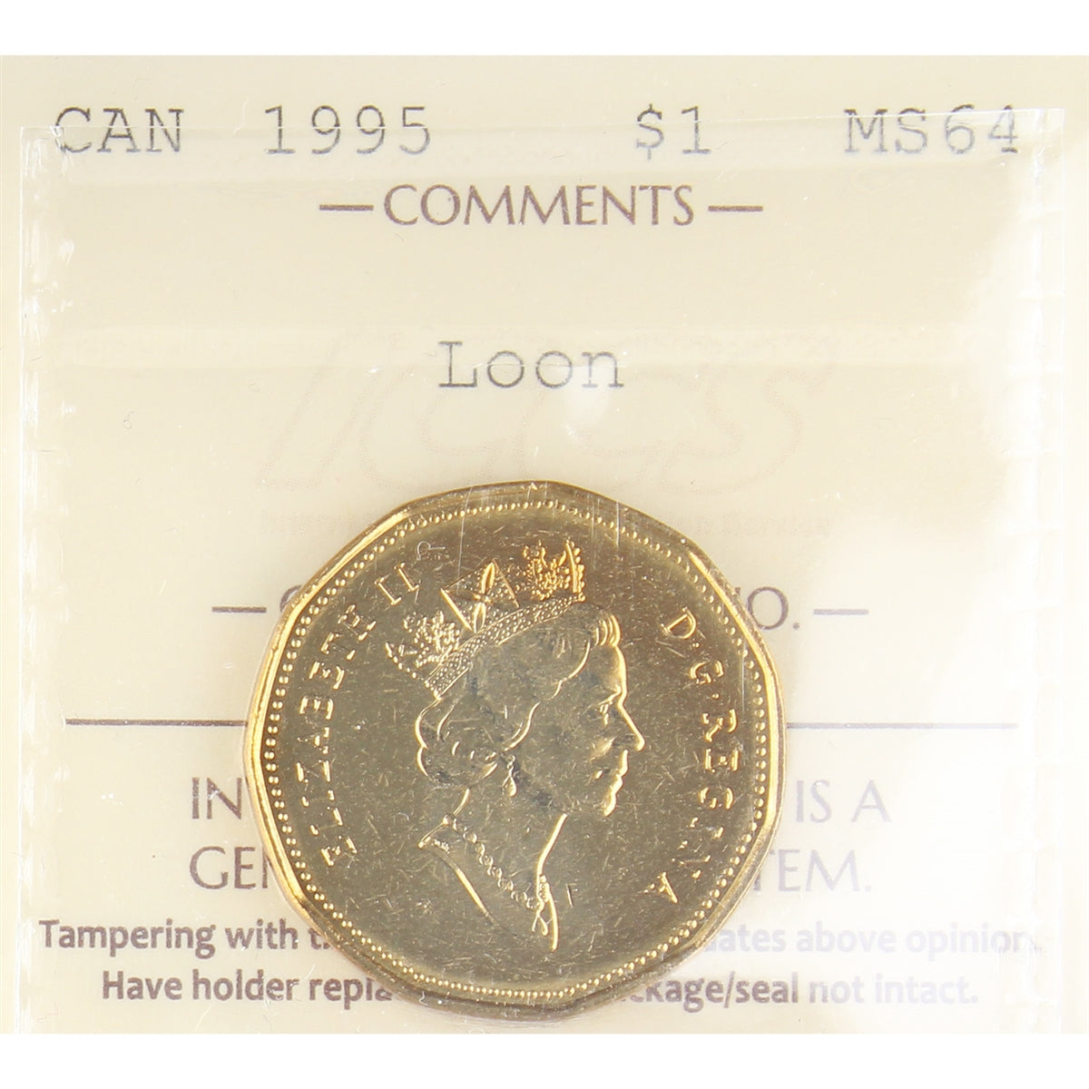 1995 Canada Loon Dollar ICCS Certified MS64