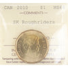 2010 Saskatchewan Roughriders Canada Loon Dollar ICCS Certified MS64