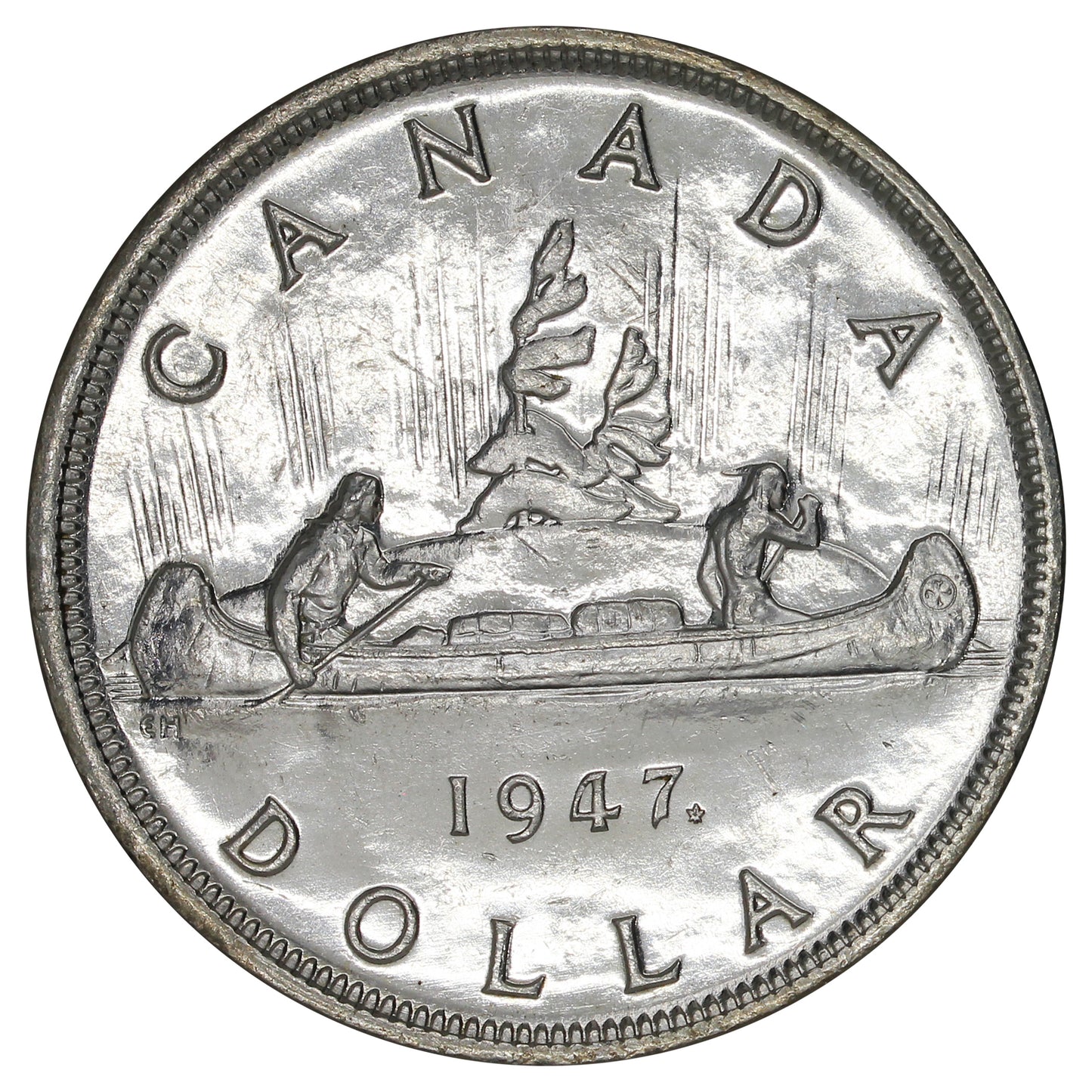 1947 2x HP Maple Leaf Dollar UNC+ (MS62) $