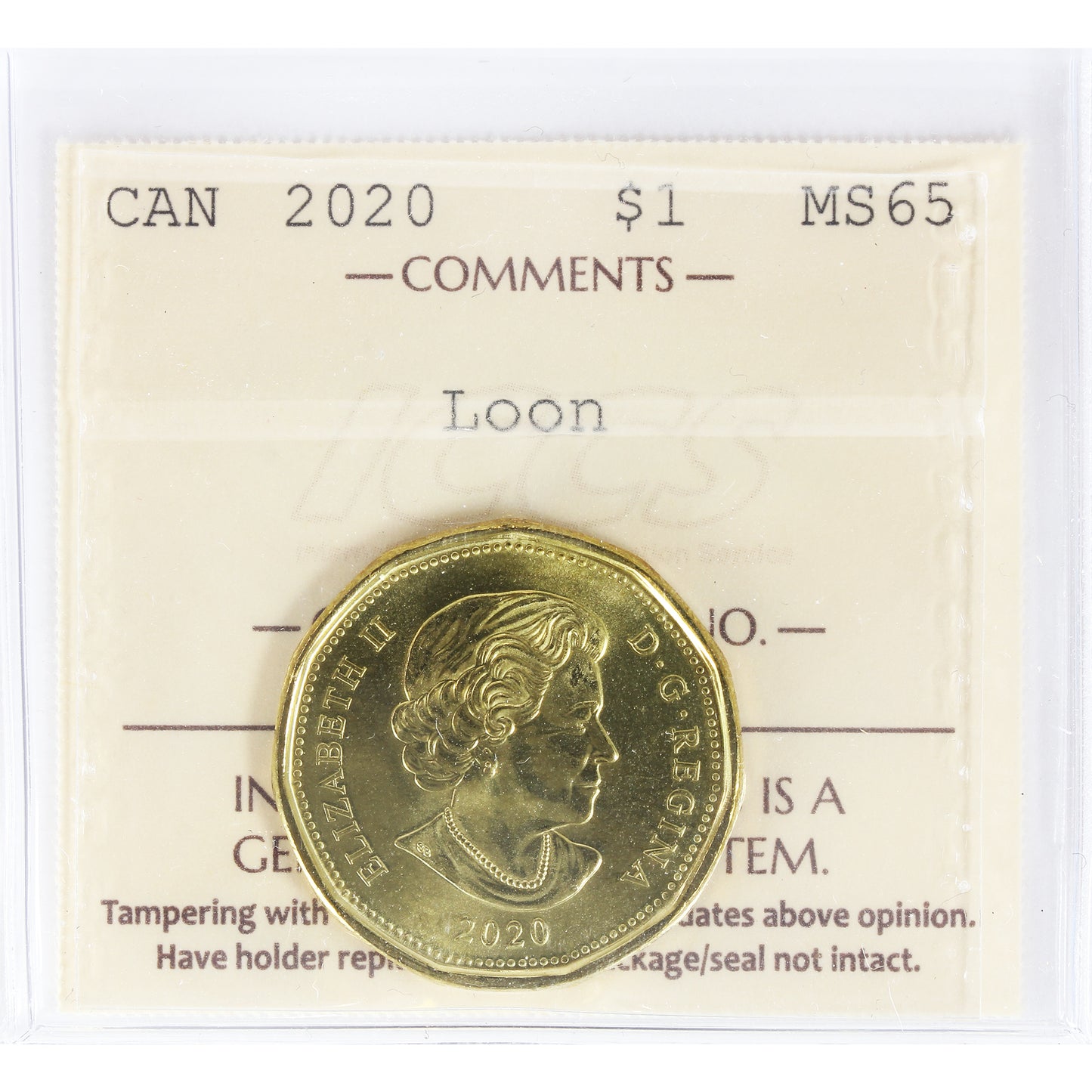 2020 Canada Loon Dollar ICCS Certified MS65