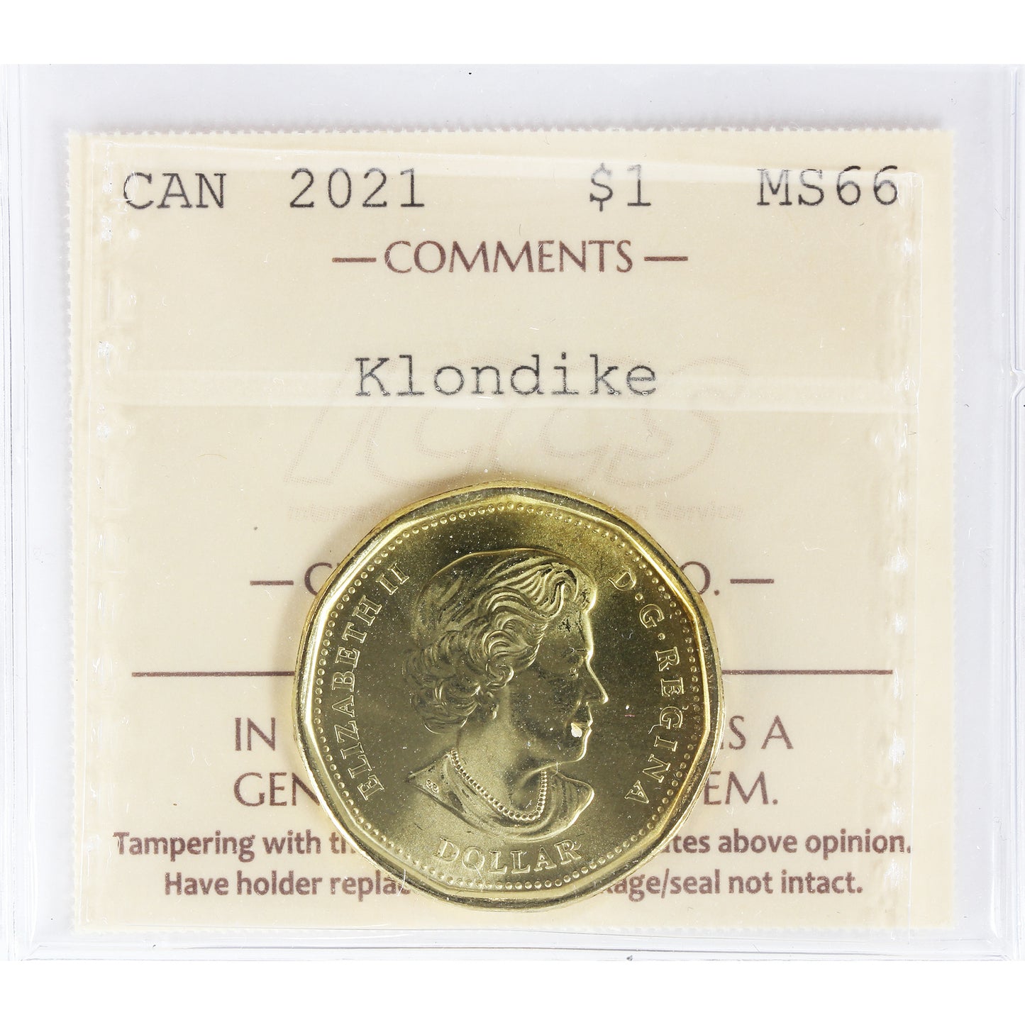 2021 Klondike Canada Dollar ICCS Certified MS66