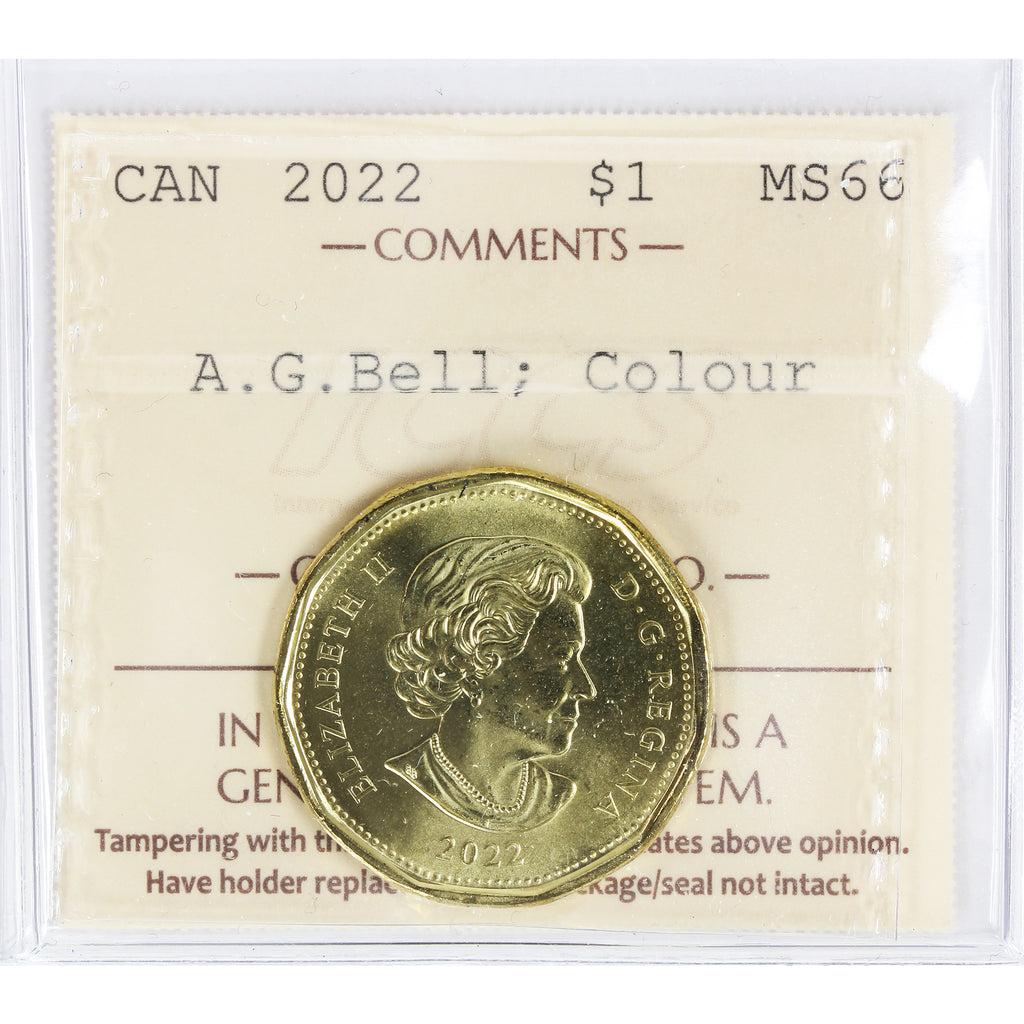 2022 Coloured A.G. Bell Canada Dollar ICCS Certified MS66