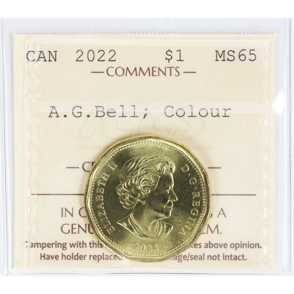 2022 Coloured A.G. Bell Canada Dollar ICCS Certified MS65
