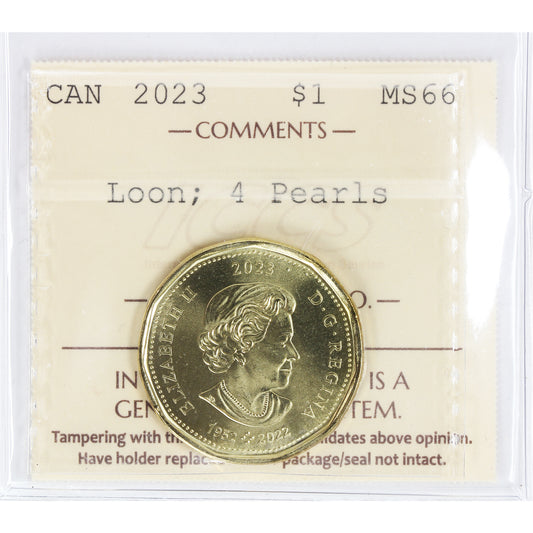 2023 4 Pearls Canada Loon Dollar ICCS Certified MS66