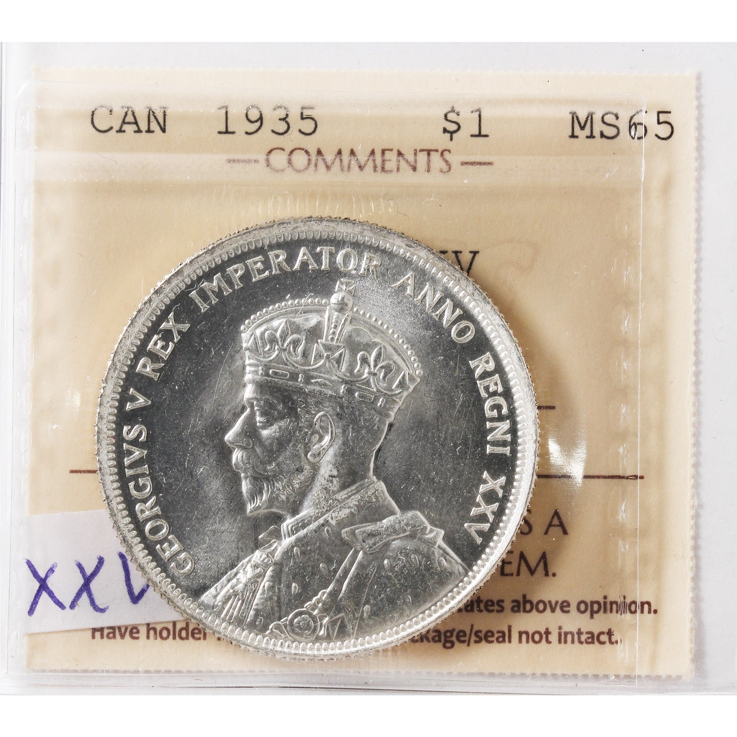 1935 Double XXV Canada Dollar ICCS Certified MS65 (XMY 604)