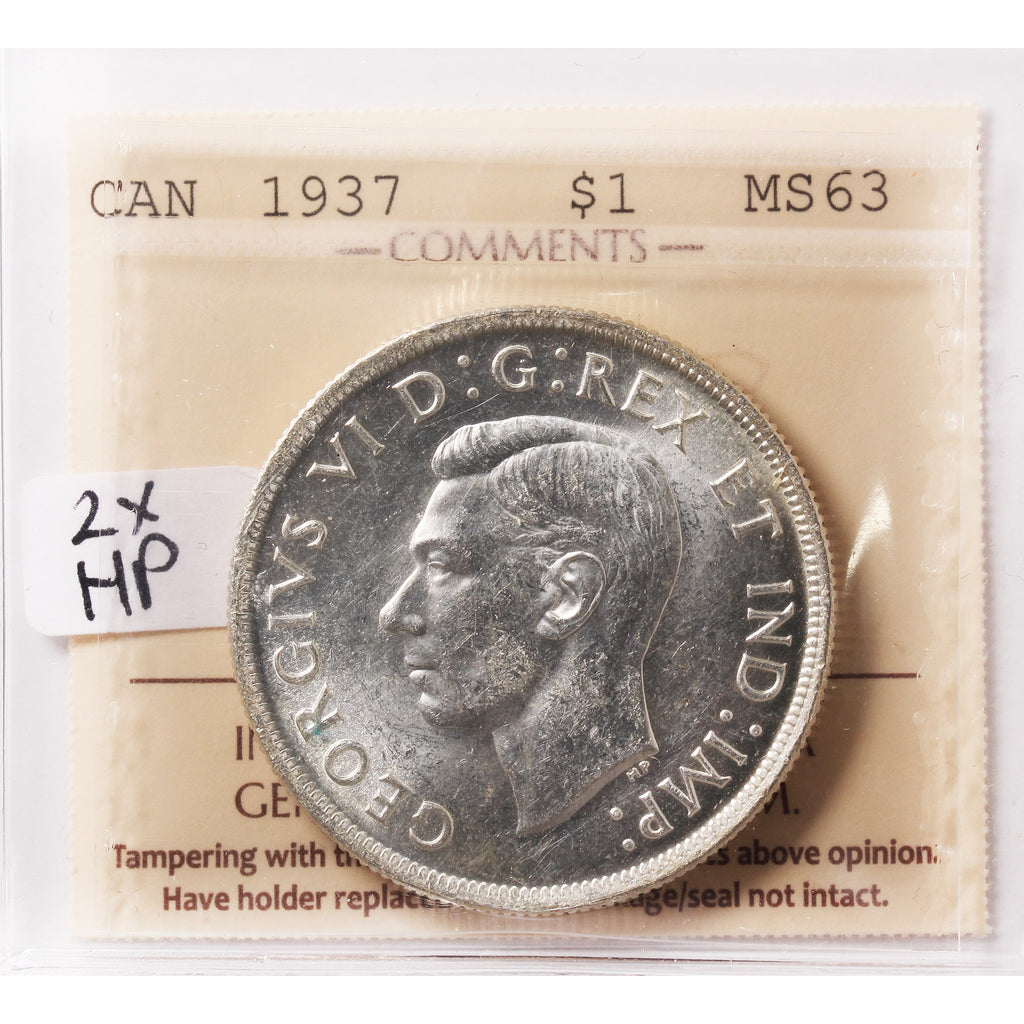 1937 Double HP Canada Dollar ICCS Certified MS63 (XAM 070)