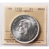 1939 Canada Dollar ICCS Certified MS65