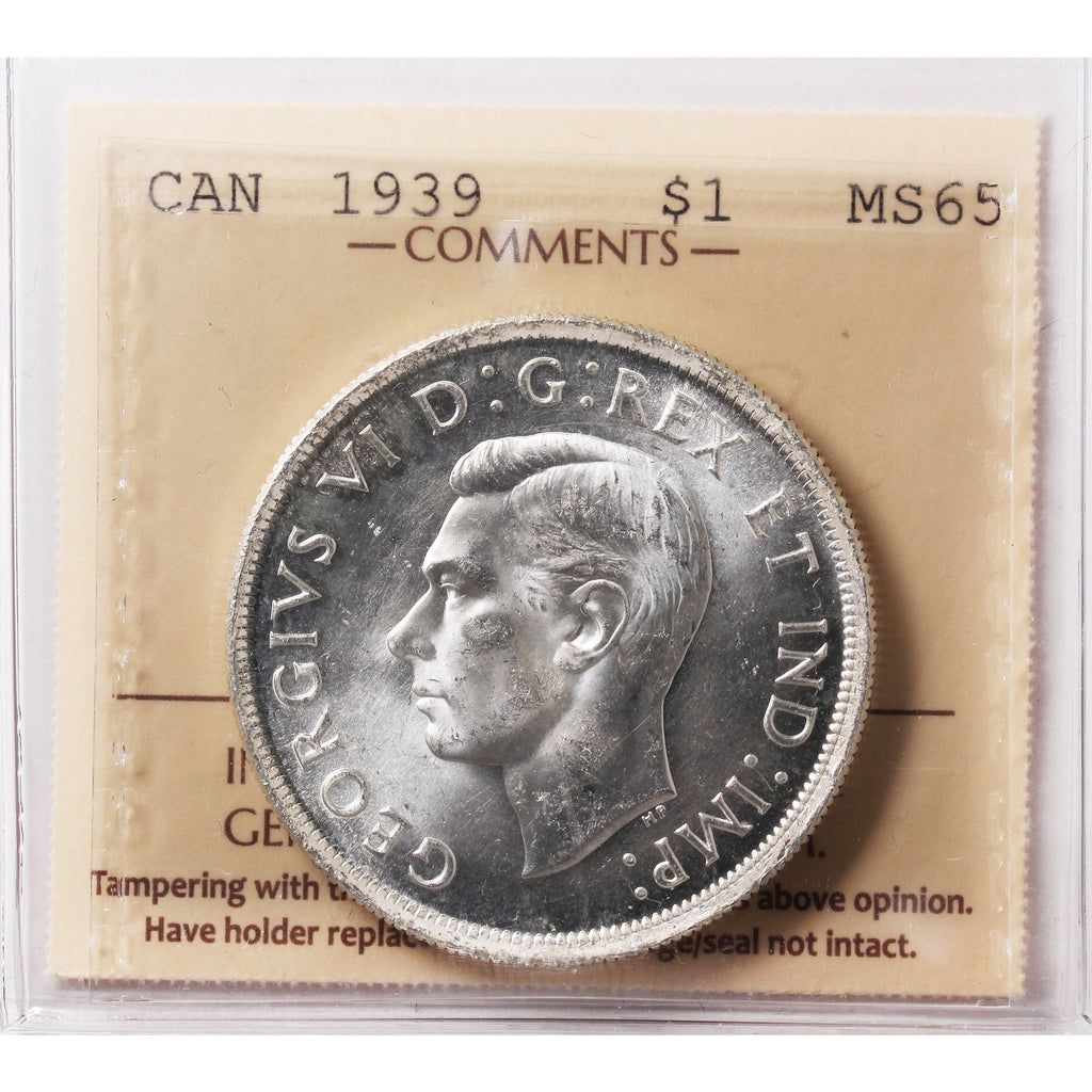 1939 Canada Dollar ICCS Certified MS65