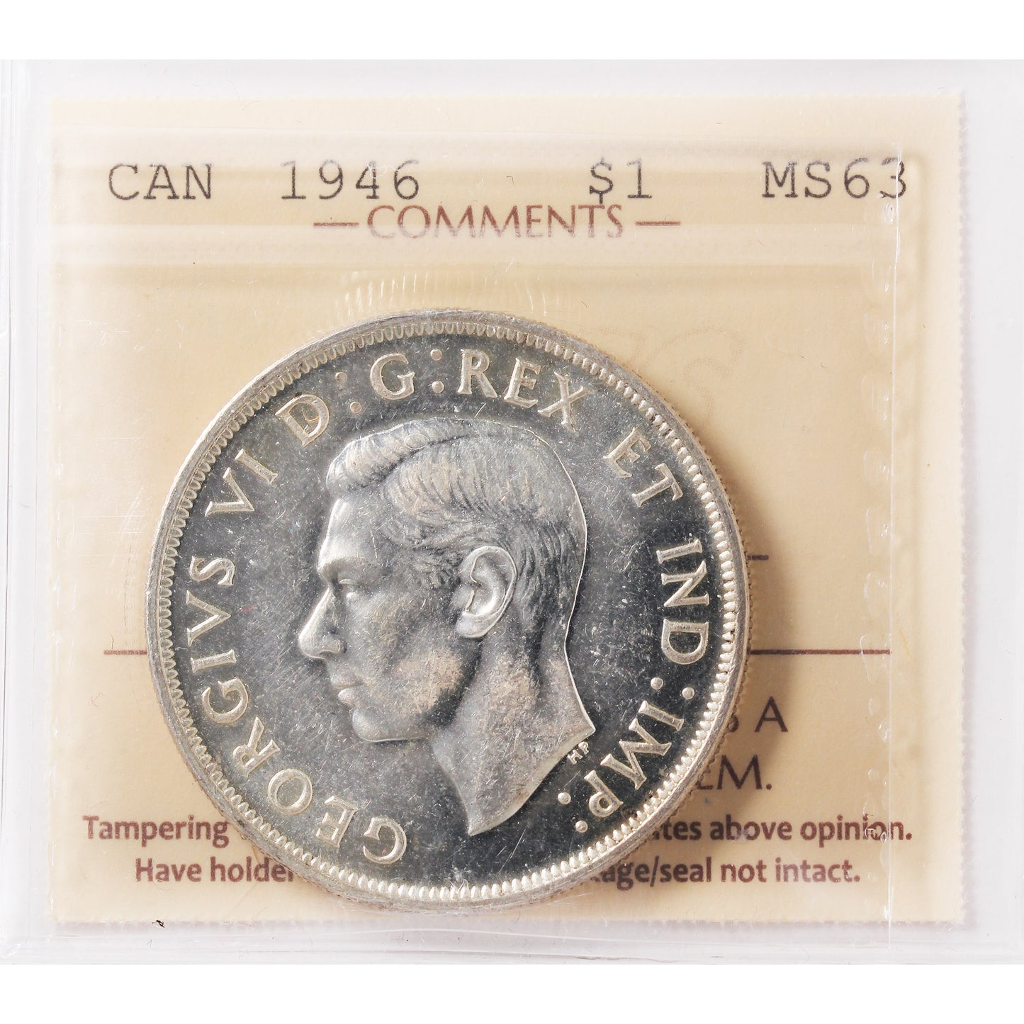 1946 Canada Dollar ICCS Certified MS63