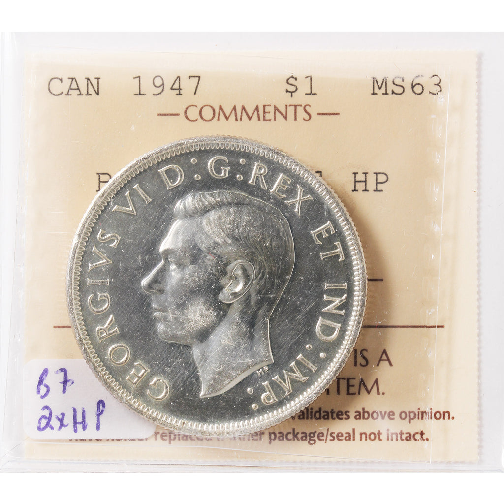 1947 Blunt 7, Double HP Canada Dollar ICCS Certified MS63
