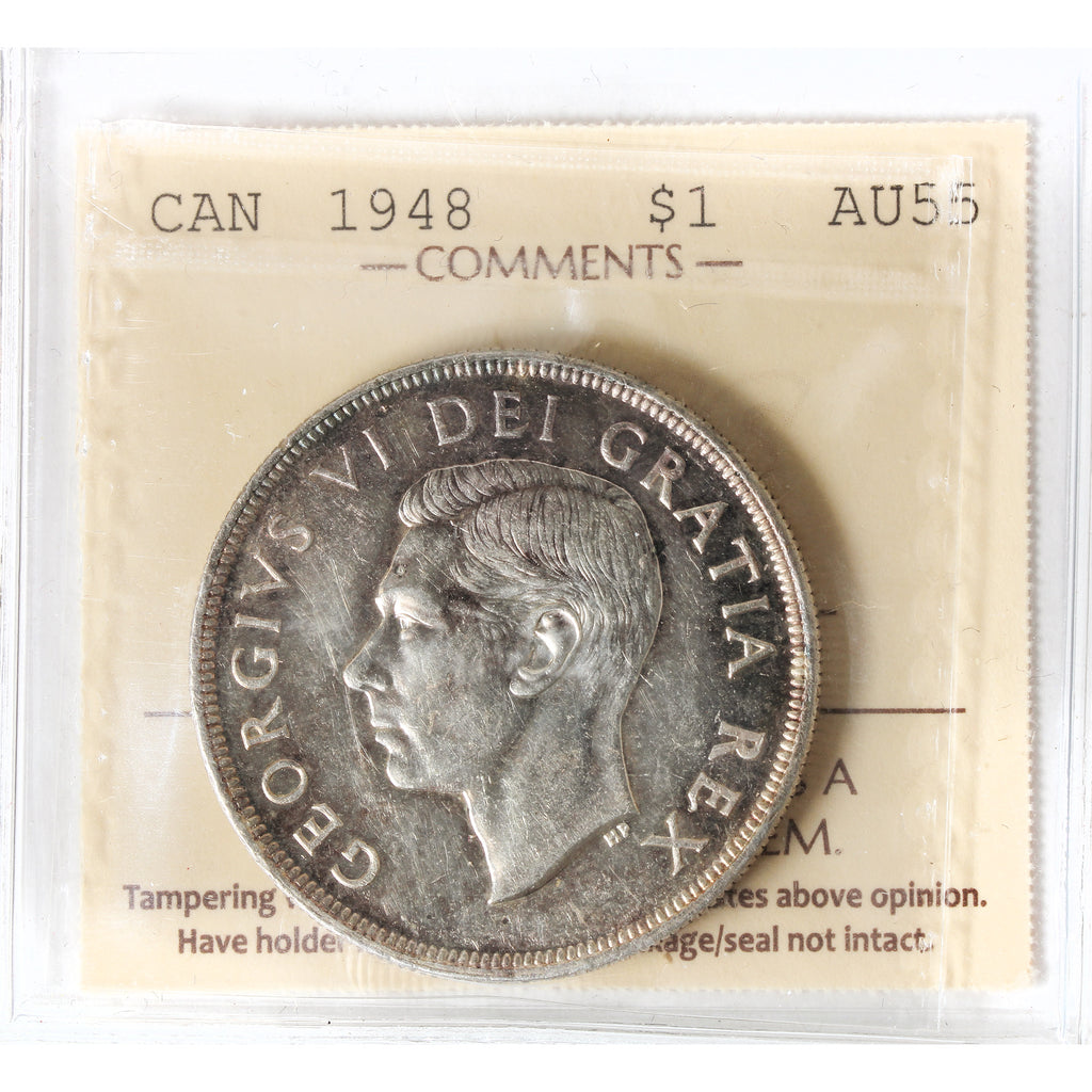 1948 Canada Dollar ICCS Certified AU55 (XGY 782)