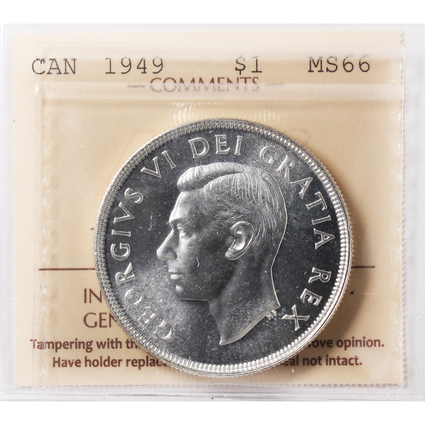 1949 Canada Dollar ICCS Certified MS66 (XXR 520)