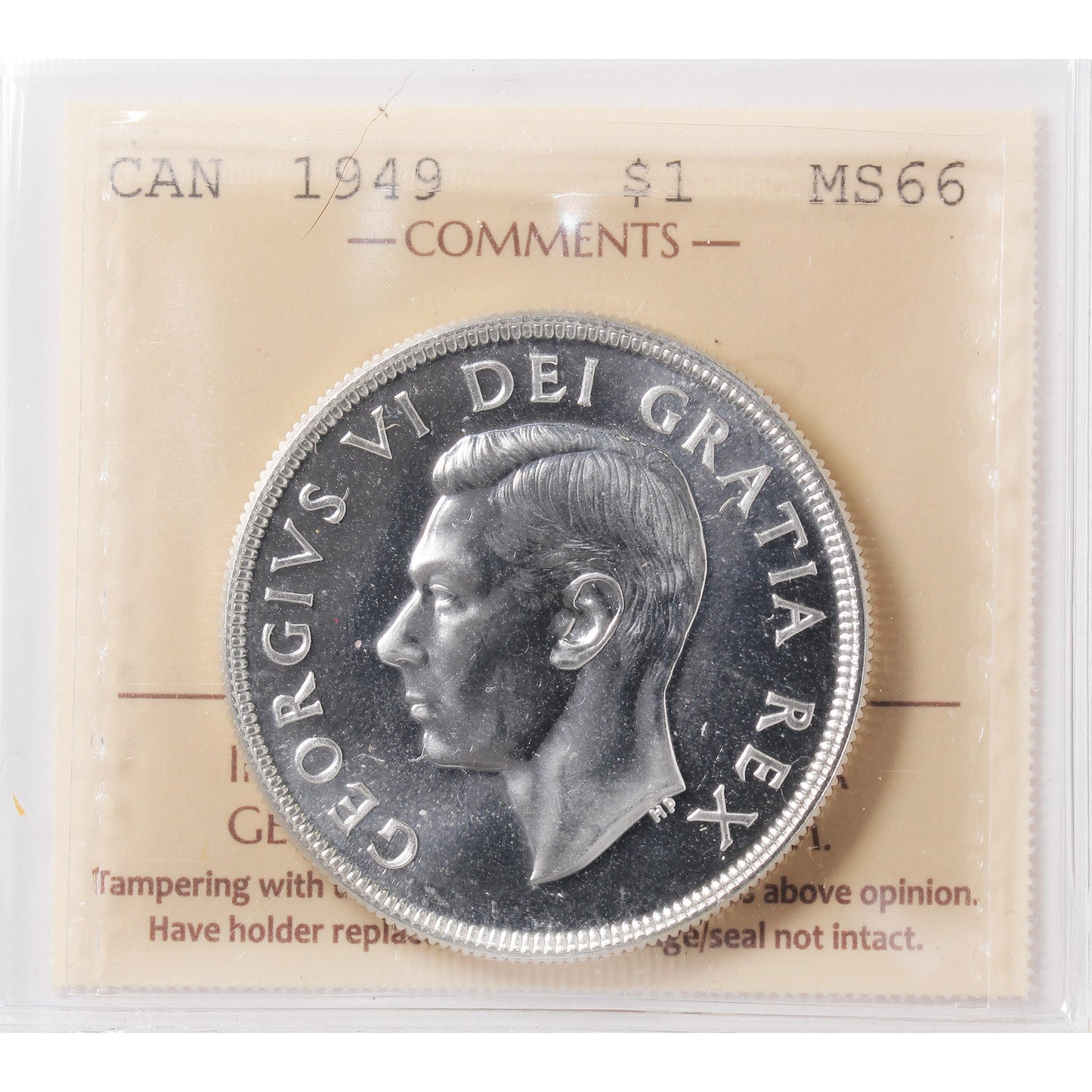 1949 Canada Dollar ICCS Certified MS66 (XVR 064)