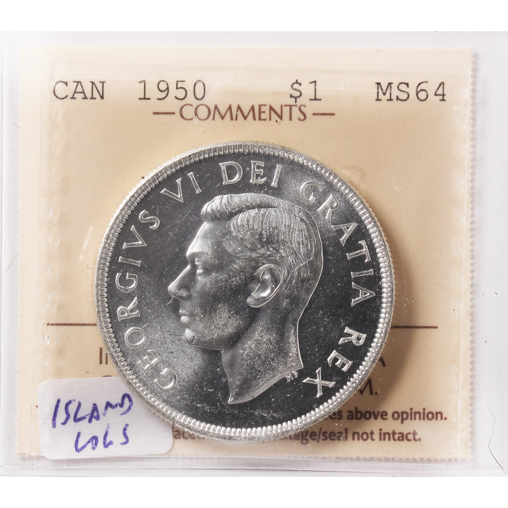 1950 Island Logs Canada Dollar ICCS Certified MS64