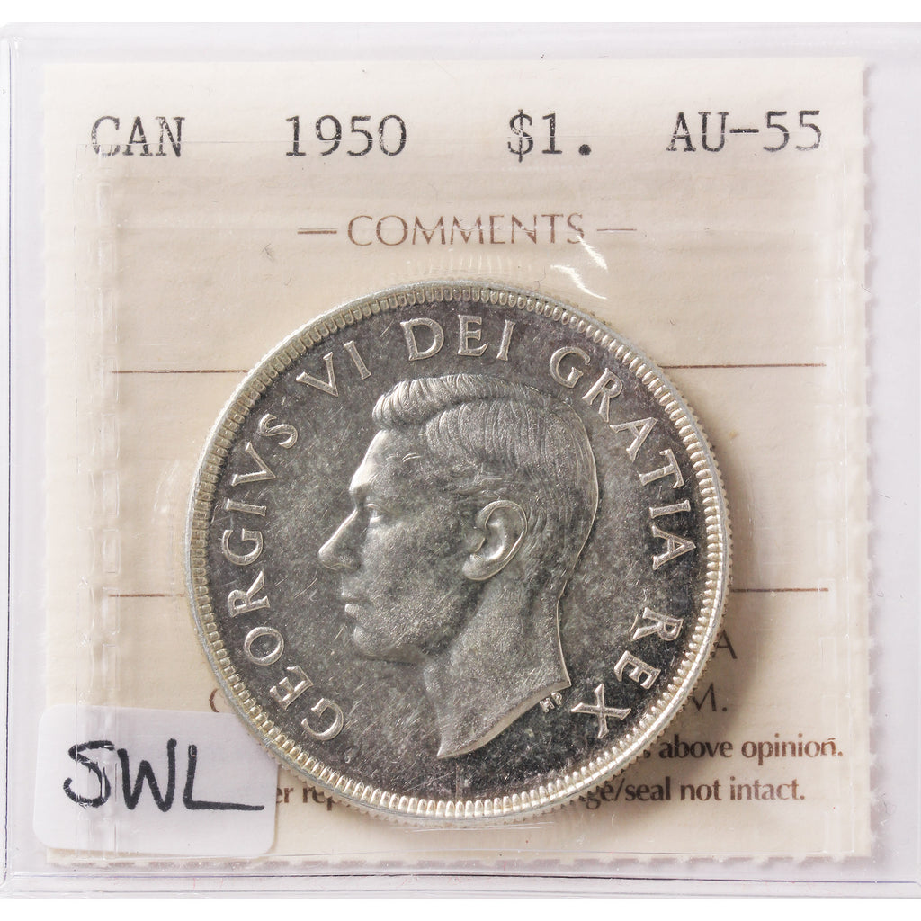 1950 SWL Canada Dollar ICCS Certified AU55