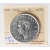 1952 NWL, 2/2 Canada Dollar ICCS Certified AU-50